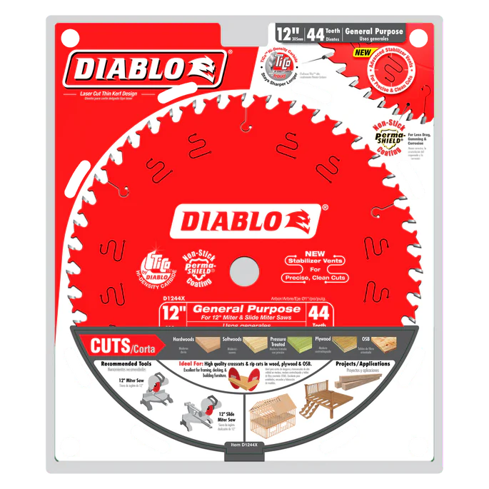 Diablo 12 in. x 44 Tooth General Purpose Wood Saw Blade Diablo 12 in. x 44 Tooth General Purpose Wood Saw Blade